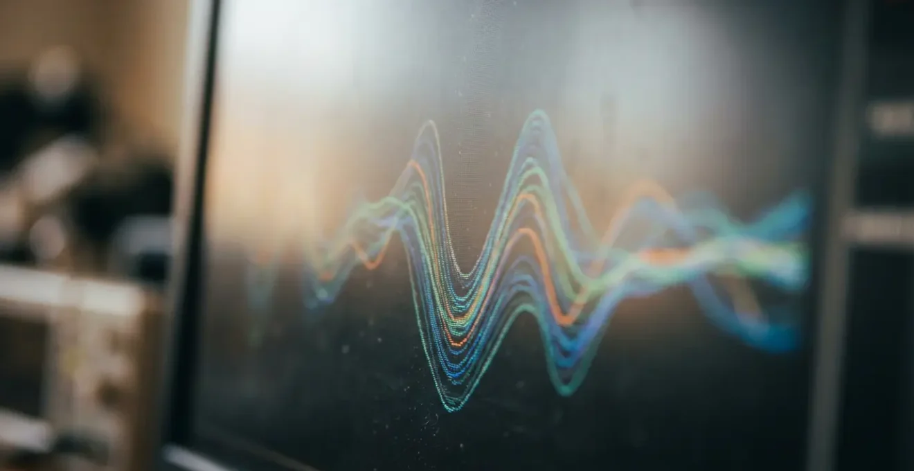 Macro close-up of angular velocity graph patterns on monitor screen