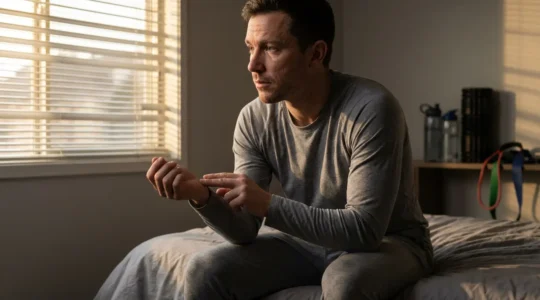 Athlete checking heart rate variability for recovery monitoring