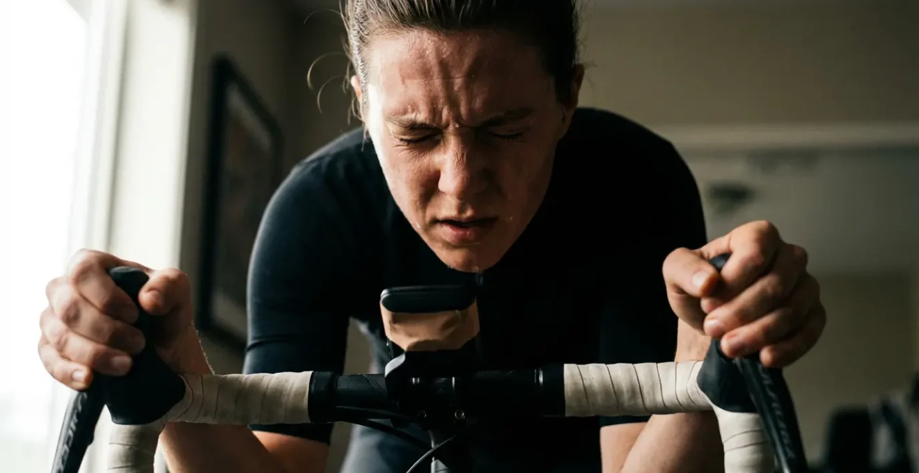 Cyclist training by feel with covered display during sensory calibration ride
