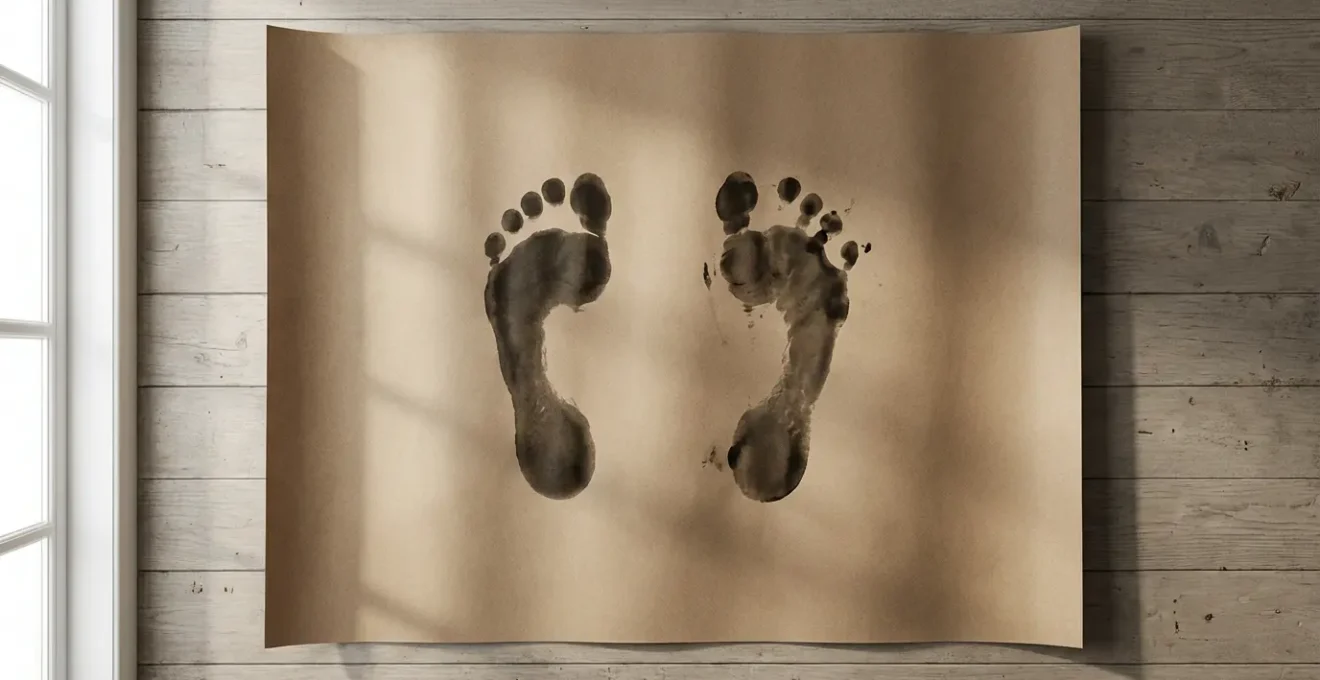Overhead view of footprints on paper showing toe splay comparison between a normal stance and a lateral lunge.