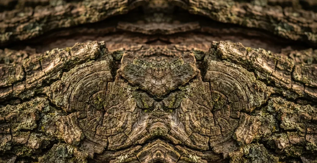 Extreme macro photograph of tree bark fractals showing repeating patterns at different scales