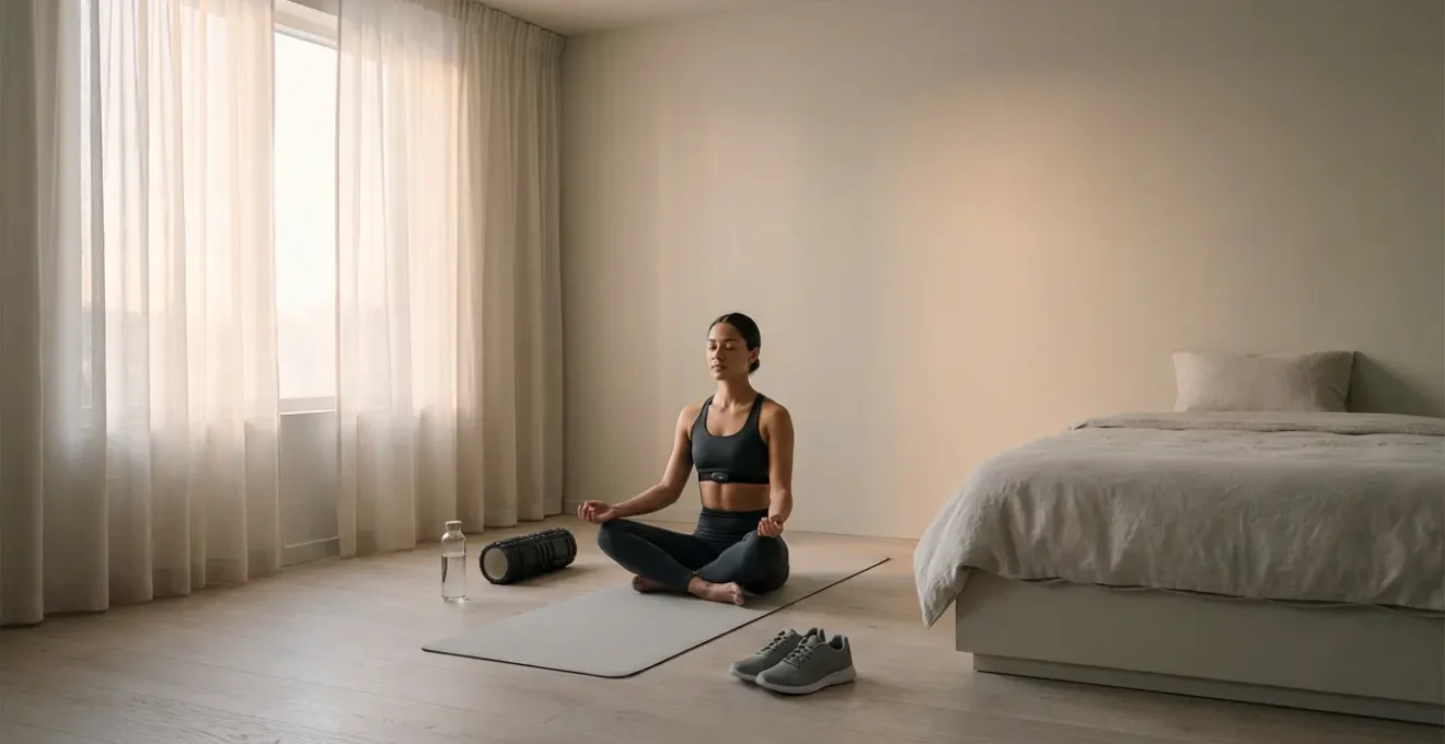 Morning HRV measurement setup with athlete in relaxed position