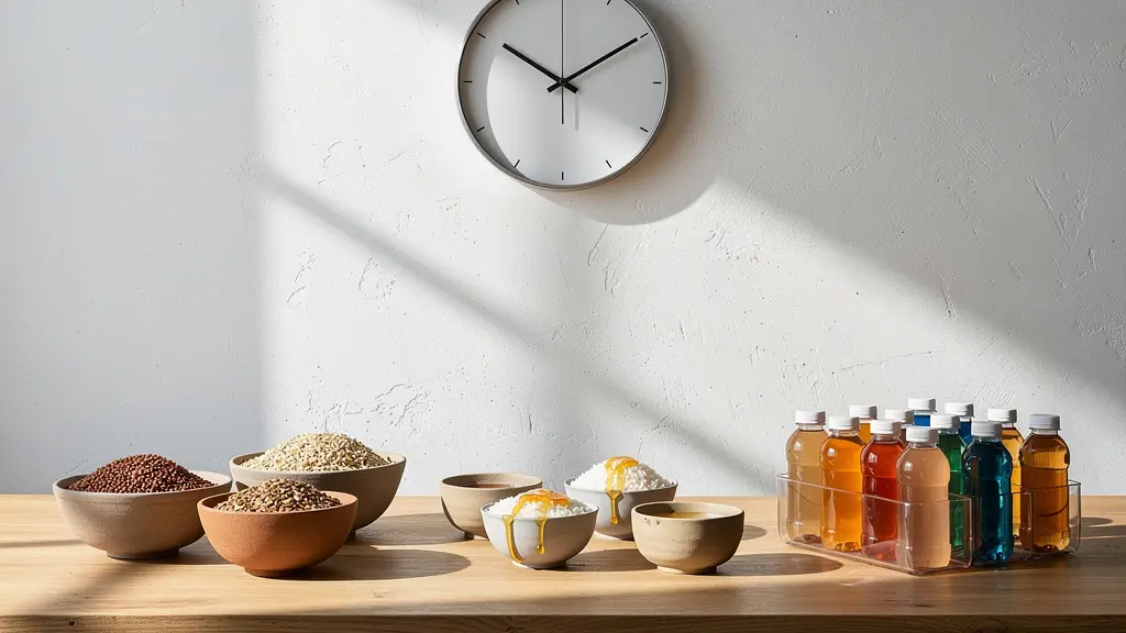 Timeline showing carbohydrate transition from complex to simple before race start