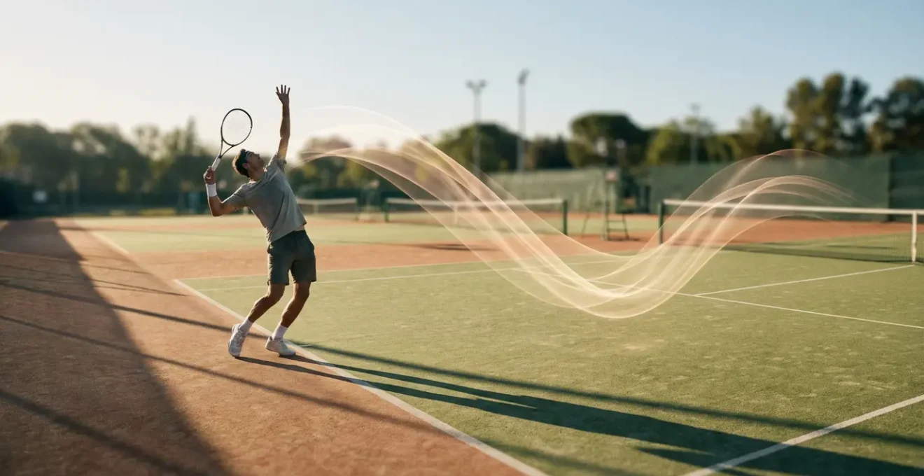 Professional tennis serve biomechanics analysis with split-screen high-speed camera footage comparison