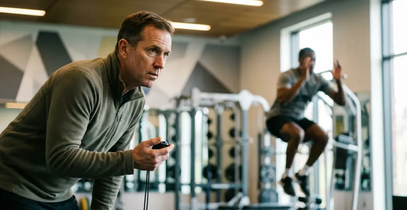 Athletic coach and champion preparing for peak performance training session